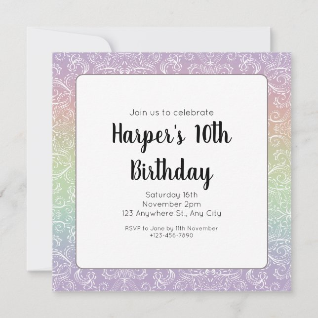 Rainbow Gradient dentelle Motif Anniversaire (Dos)