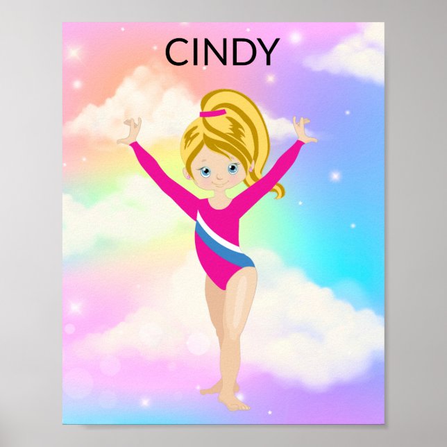 RAINBOW GYMNASTICS GYMNAST POSTER PERSONALIZED (Devant)
