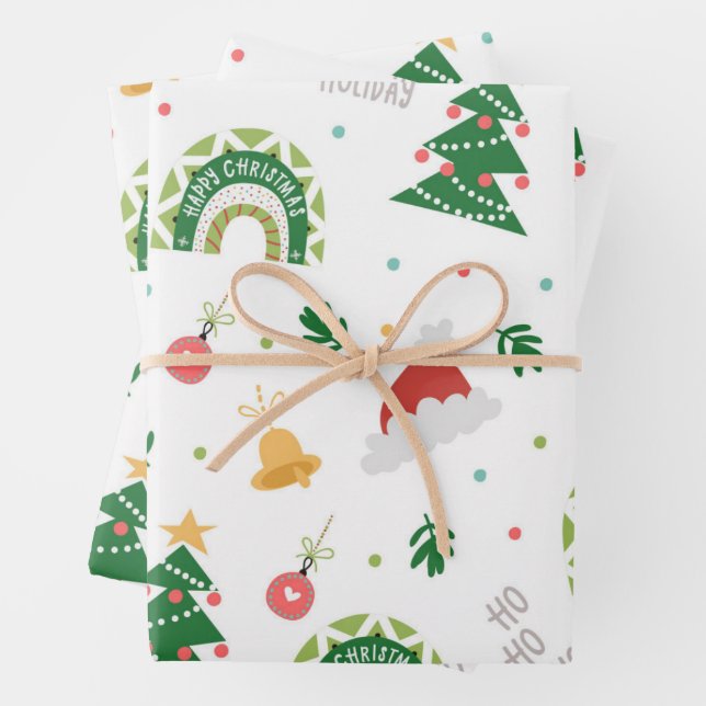 Rainbow Happy Christmas wraps feuilles de papier (En situation)