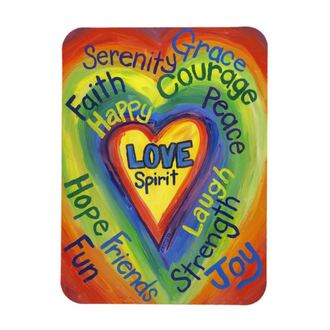 Rainbow Heart Art Inspirational Frigo Magnets (Vertical)