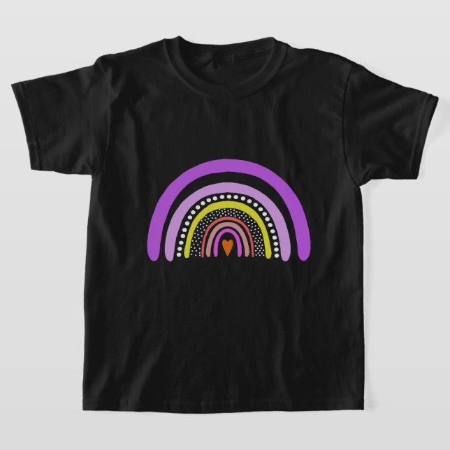 Rainbow Heart Boho Doodle T-Shirt (Poser)