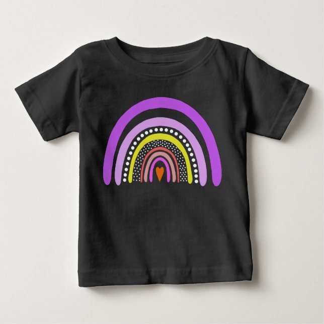 Rainbow Heart Boho Doodle T-Shirt (Devant)
