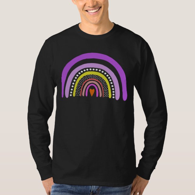 Rainbow Heart Boho Doodle T-Shirt (Devant)