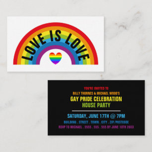 Rainbow Heart, Gay pride Celebration Invitation Ca