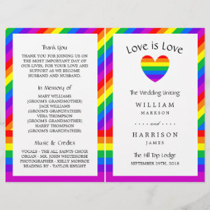 Rainbow Heart Love is Love Mariage Bi-fold Program