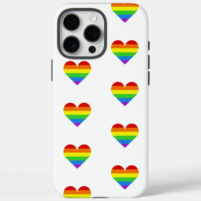 Rainbow Heart Motif iPhone 16 Pro Max Coque (Verso)