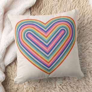 Rainbow Heart Valentine's Day Coussin - Magenta