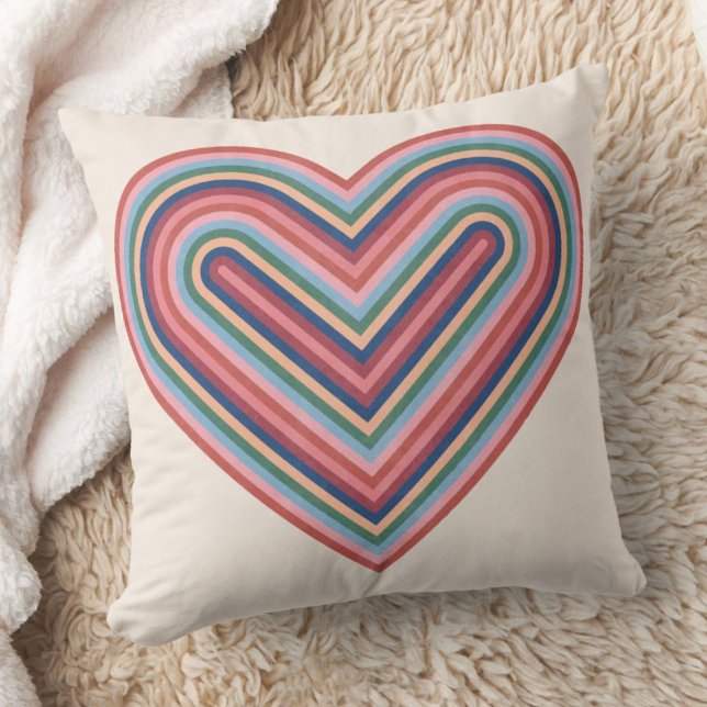 Rainbow Heart Valentine's Day Coussin - Saumon ros (Créateur téléchargé)