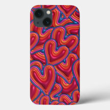 Rainbow Hearts 3D gonflé Puffy Coque iphone