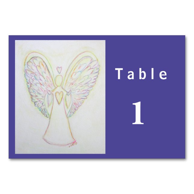 Rainbow Hearts Angel Cartes de table personnalisée (Devant)