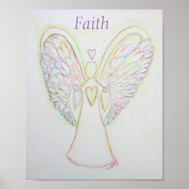 Rainbow Hearts Angel Faith Art Custom Poster (Devant)