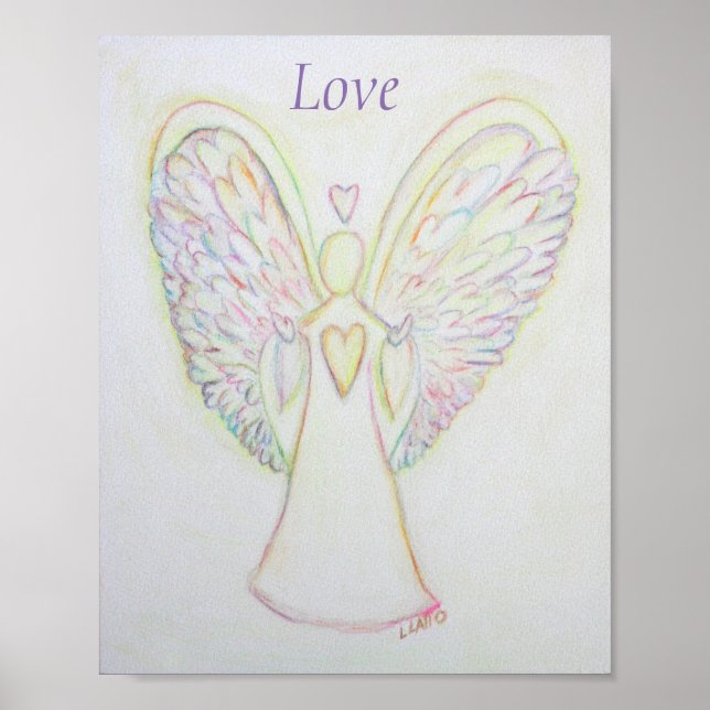 Rainbow Hearts Angel Love Art Custom Poster (Devant)