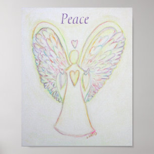 Rainbow Hearts Angel Peace Art Custom Poster