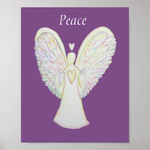 Rainbow Hearts Angel Peace Art Poster personnalisé