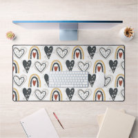 Rainbow Hearts Boho Motif Jaune Rouge Gris