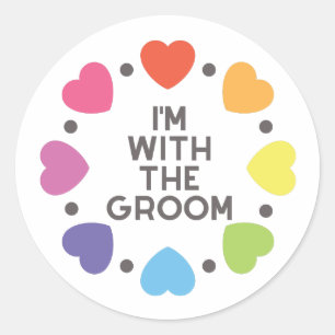 Rainbow Hearts I'm With The Groom Stickers