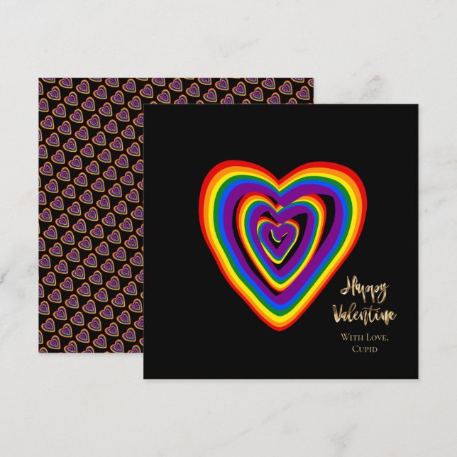 Rainbow Hearts Motif LGBTQ Saint Valentin (Devant / Derrière)