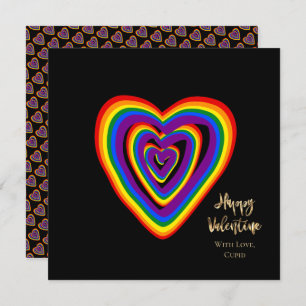 Rainbow Hearts Motif LGBTQ Saint Valentin