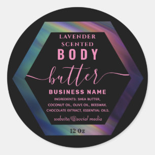 Rainbow hexagon script corps beurre étiquette