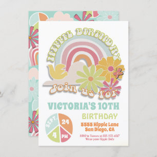 Rainbow Hippie Anniversaire Fête Invitation