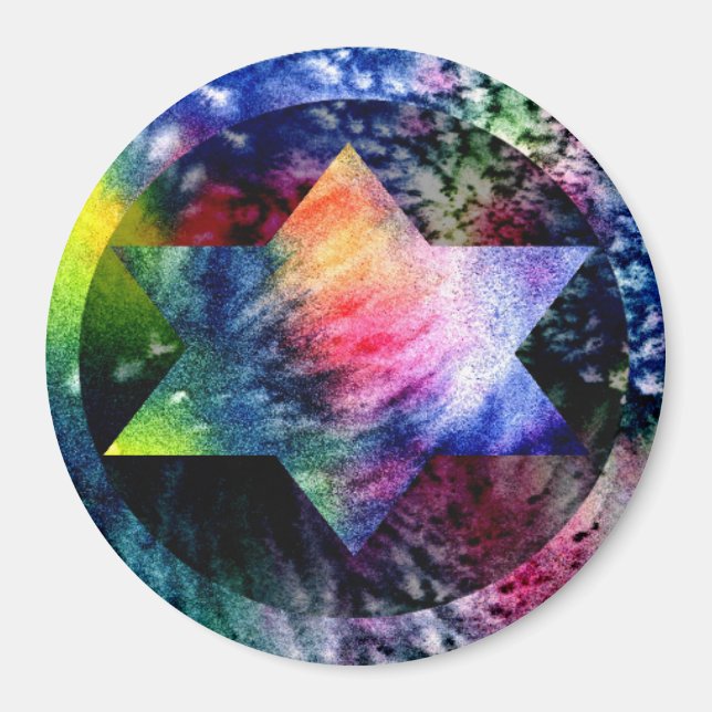 Rainbow Jewish Star Magnet (Devant)
