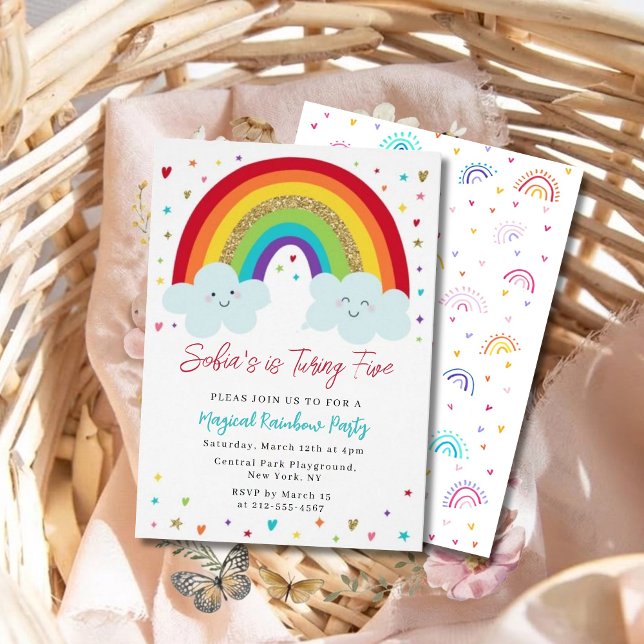 Rainbow Kids Birthday Party Invitation Magical  (Créateur téléchargé)