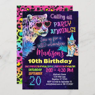 Rainbow Leopard Party Invitation d'anniversaire an