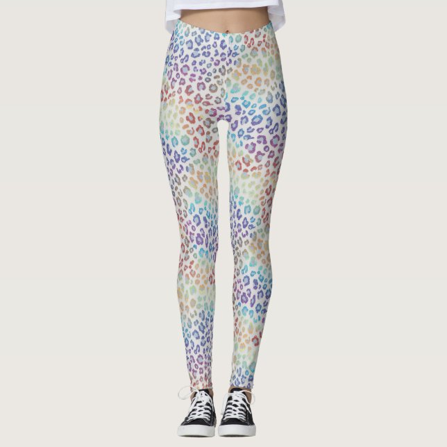 Rainbow Leopard Print Leggings | Bold Colorful (Devant)