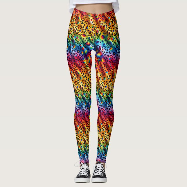 Rainbow Leopard Print Leggings | Bold Colorful (Devant)