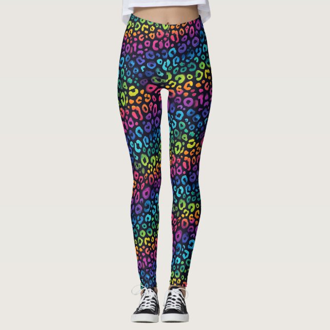 Rainbow Leopard Print Leggings | Bold Colorful (Devant)