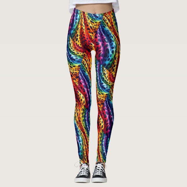 Rainbow Leopard Print Leggings | Bold Colorful (Devant)