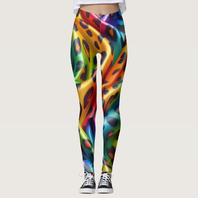 Rainbow Leopard Print Leggings | Bold Colorful (Devant)