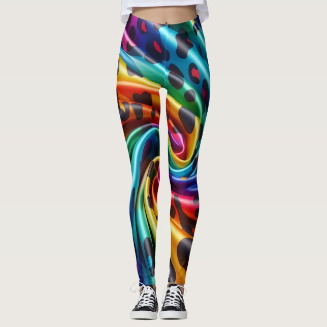 Rainbow Leopard Print Leggings | Bold Colorful (Devant)