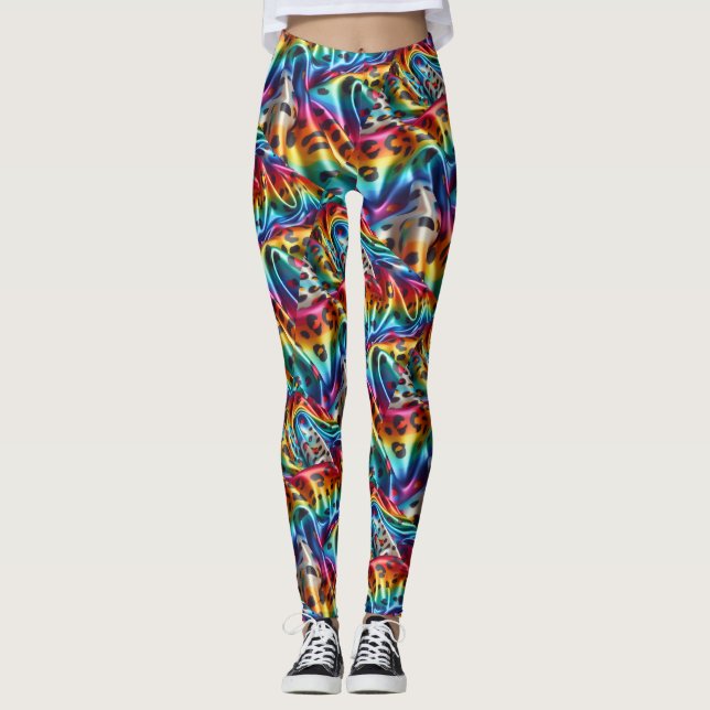 Rainbow Leopard Print Leggings | Psychedelic (Devant)