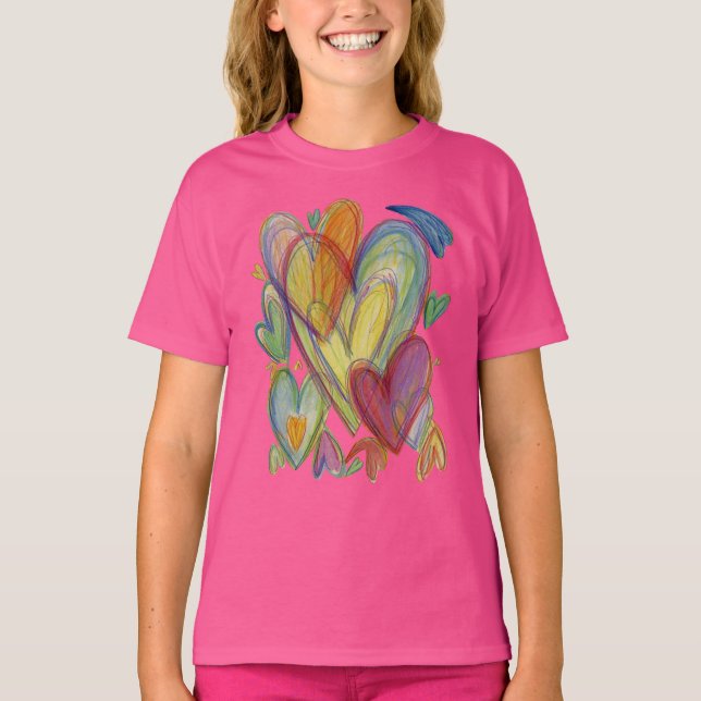 Rainbow Loss Hearts Art Custom T-Shirt (Devant)