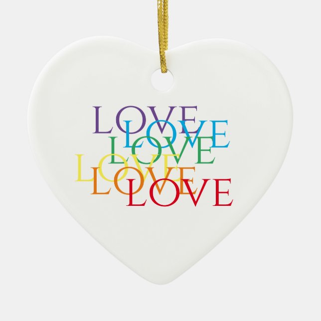 RAINBOW LOVE Céramique Coeur Ornement (Devant)