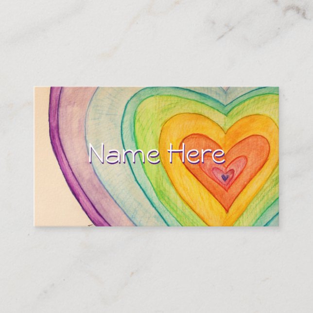 Rainbow Love Hearts Art Carte de visite (Devant)
