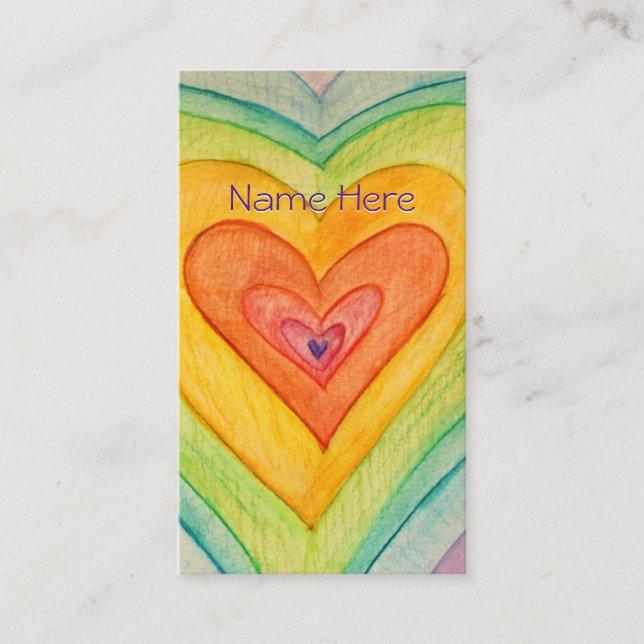 Rainbow Love Hearts Art Carte de visite (Devant)