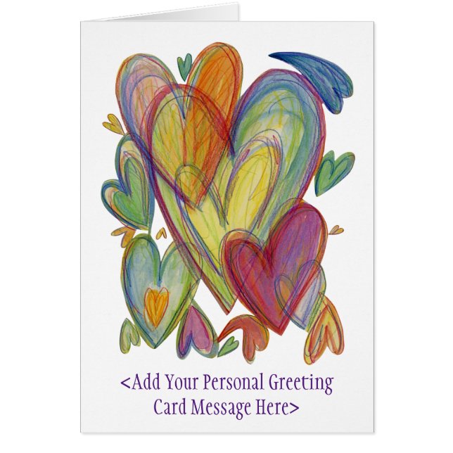 Rainbow Love Hearts Art Greeting Cartes (Devant)