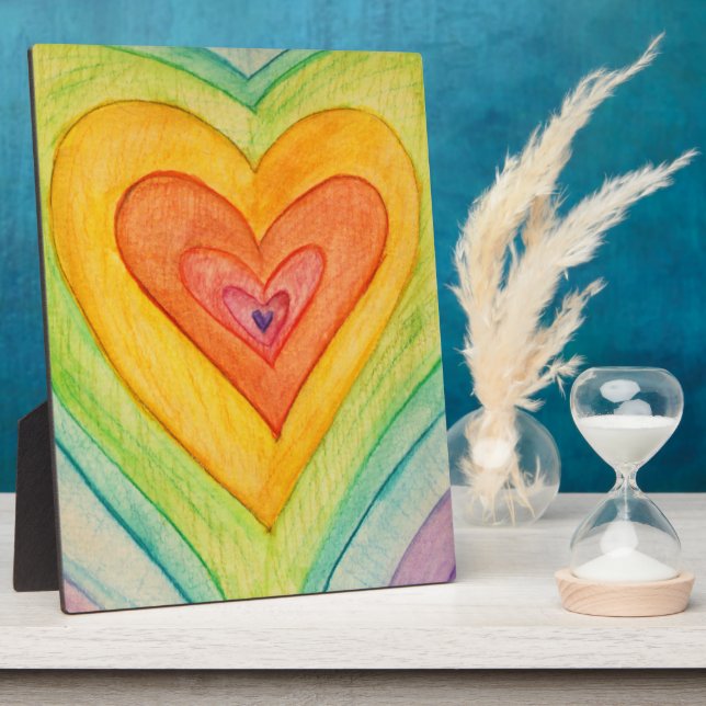 Rainbow Love Hearts Art Imprimer Plaques (Côté)