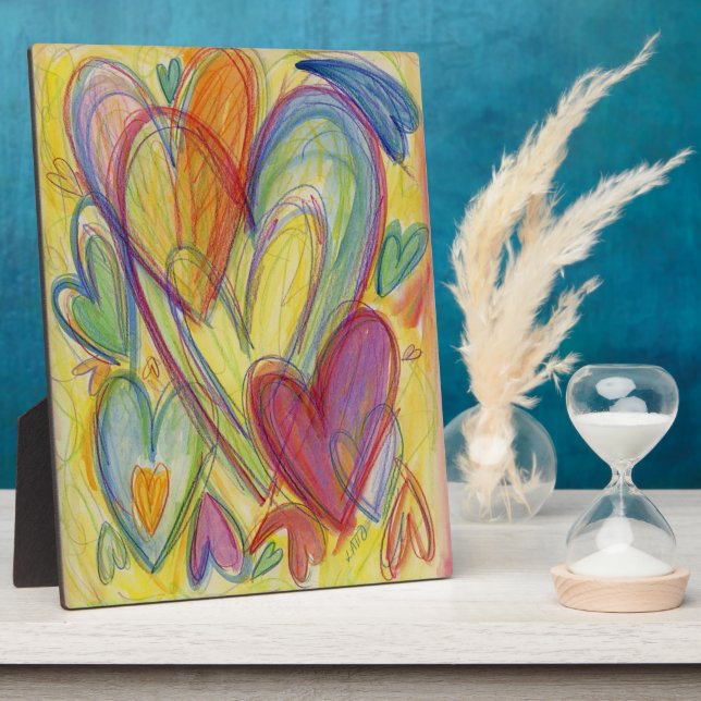 Rainbow Love Hearts Art Imprimer Plaques (Côté)