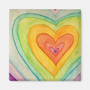 Rainbow Love Hearts Inspirational Fridge Magnet