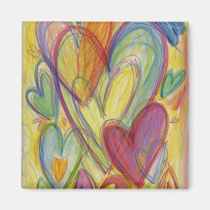 Rainbow Love Hearts Inspirational Fridge Magnet