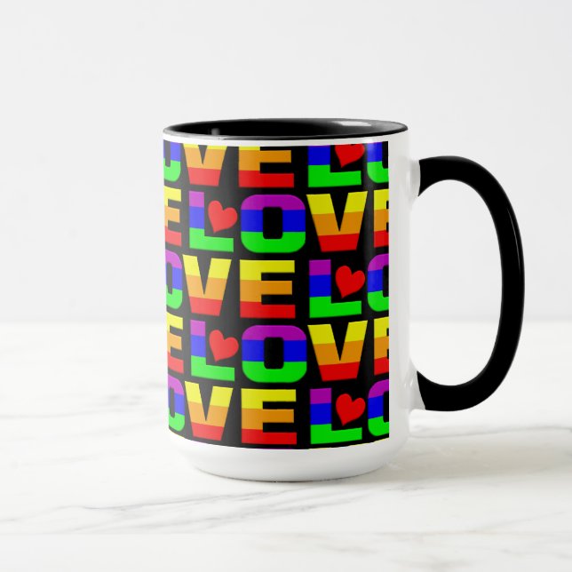 Rainbow Love mug - choisir style & couleur (Droite)