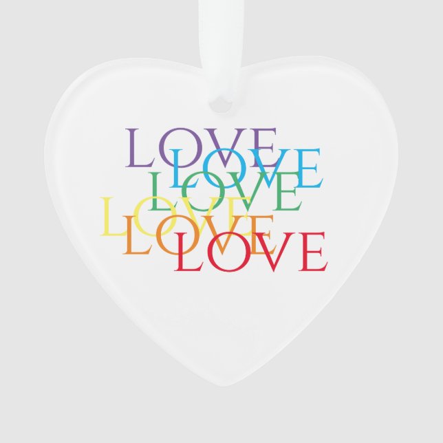 RAINBOW LOVE Ornement cardiaque acrylique (devant)