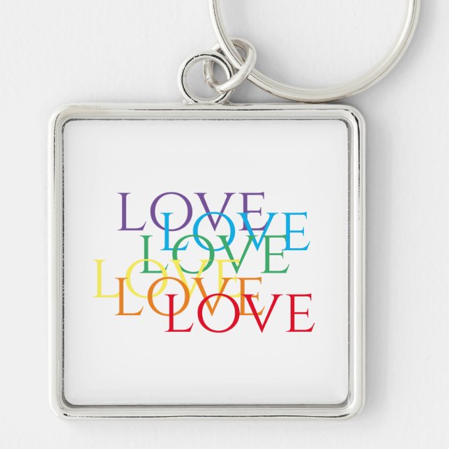 RAINBOW LOVE Porte-clés carré Premium (Devant)