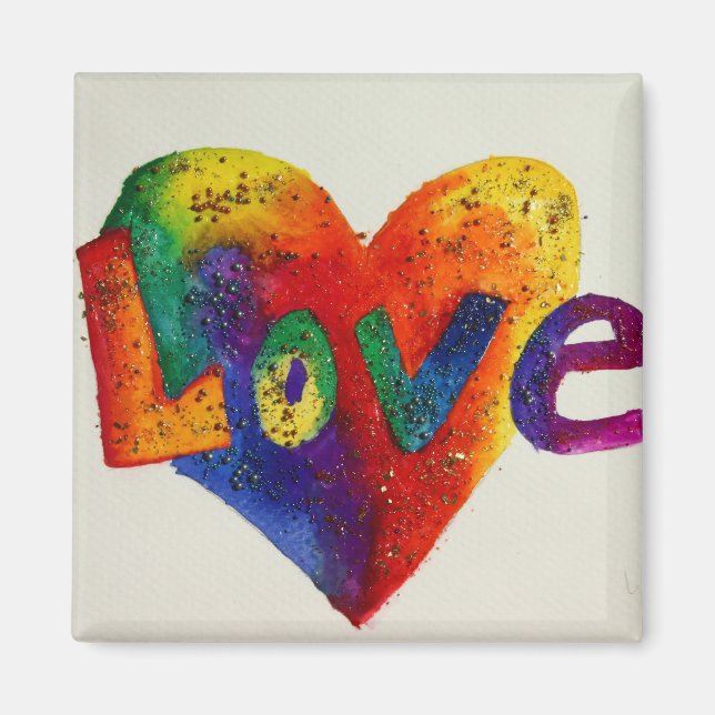 Rainbow Love Word Magnet Peinture Inspirationnelle (Devant)