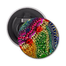 RAINBOW Mardi Gras Bead Art bouton ouvre-bouteille