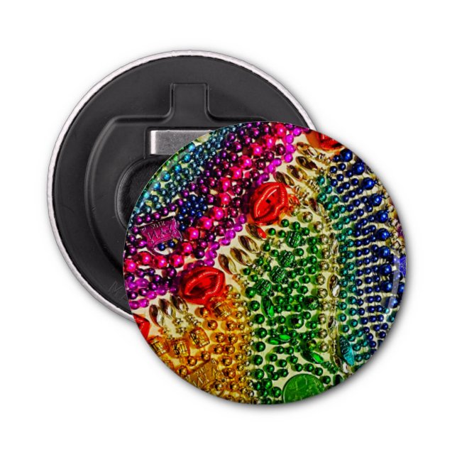 RAINBOW Mardi Gras Bead Art bouton ouvre-bouteille (Devant)