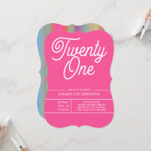 Rainbow Modern 21e anniversaire de fête Invitation